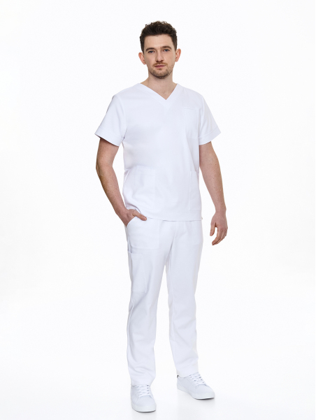 Modena medical Scrub Top Classic White