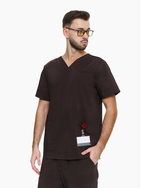Modena medical Scrub Top Chocolate in brown color
