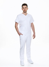 Bluza medyczna Modena + spodnie Pesaro Classic White Scrubs w kolorze białym