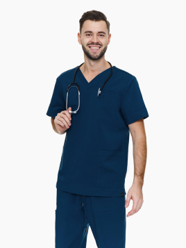 Modena medical Scrub Top + Pesaro Trousers Deep Sea Scrubs in blue color