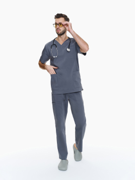 Bluza medyczna Modena + spodnie Pesaro Morning Gray Scrubs w kolorze szarym