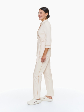 Żakiet Medyczny Avola Light Beige i spodnie medyczne Torino Light Beige w kolorze beżowym