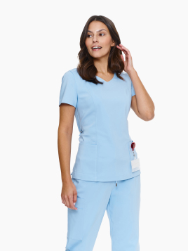 Scrub bluza medyczna Palermo + joggery Verona Baby Blue w kolorze błękitnym
