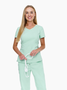Scrub bluza medyczna Palermo + joggery Verona Fresh Mint w kolorze zielonym