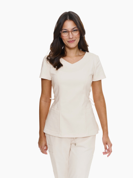 Scrub bluza medyczna Palermo + joggery Verona Light Beige w kolorze beżowym