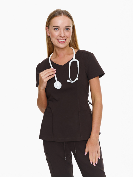 Palermo medical Scrub Top Chocolate in brown color